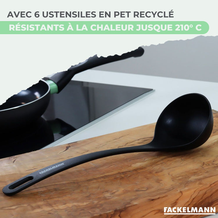 Ensemble de 3 poêles de 20, 24 et 28 cm et 6 ustensiles Fackelmann Brandao