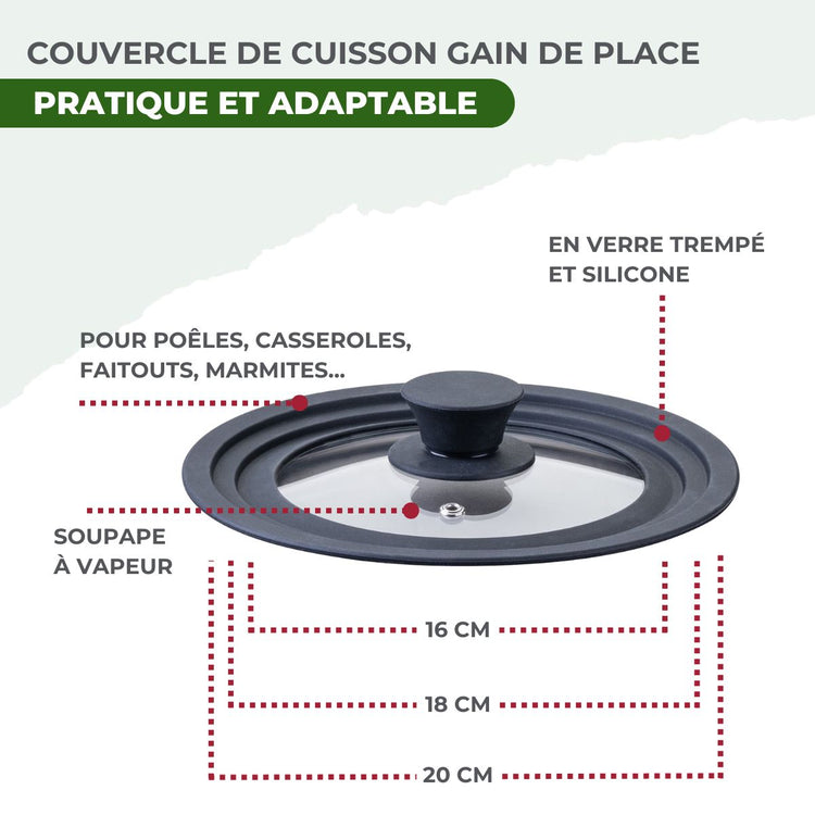 Batterie de cuisine avec 3 casseroles 14/18 cm et 2 faitouts 20/24 cm avec 2 ustensiles de cuisine Fackelmann Vita3