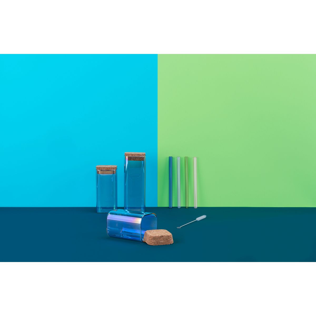 Set de 3 boîtes de conservation en verre avec couvercle 280 ml + 330 ml + 450 ml Tasty Green