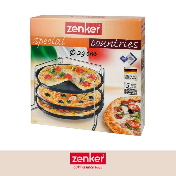 Set de 3 plaques à pizza et une grille de superposition Zenker Special Countries