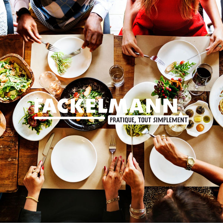 Set de 2 poêles de 20 et 28 cm en inox et 6 ustensiles inox Fackelmann Eterna
