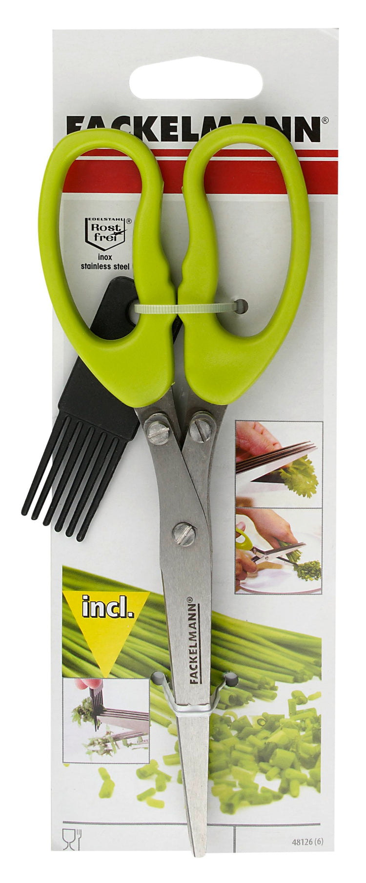 Ciseaux pour herbes aromatiques avec brosse de nettoyage Fackelmann Basic